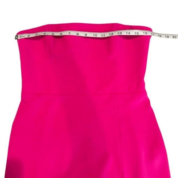 Amanda Uprichard Mandy Midi Dress Strapless Hot Pink High Slit Size Large - Picture 9 of 12